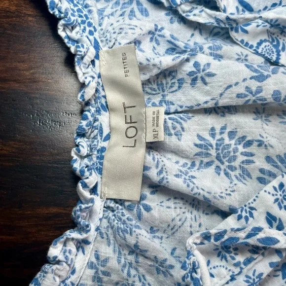 LOFT Floral Blue and White Long Sleeve Summer Dress - Picture 2 of 10